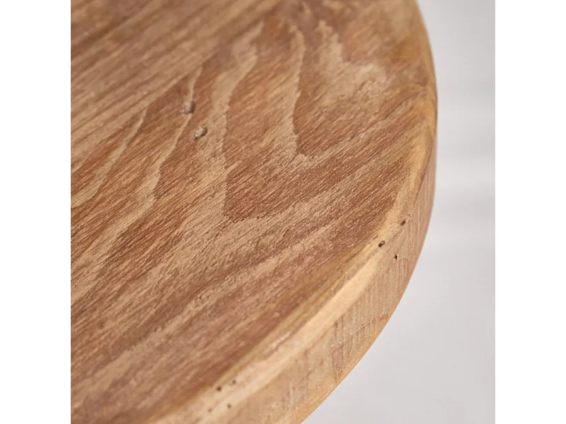 Tabouret de bar rond H. 65 cm en bois massif pin recyclé - CHALET