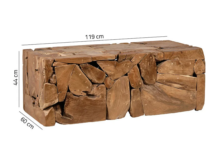 Table basse rectangulaire 60 x 120 cm en bois de teck - TEKKU 2