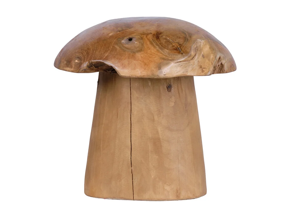 Sculpture artisanale champignon en bois de teck H. 30 cm - PLIZ 2