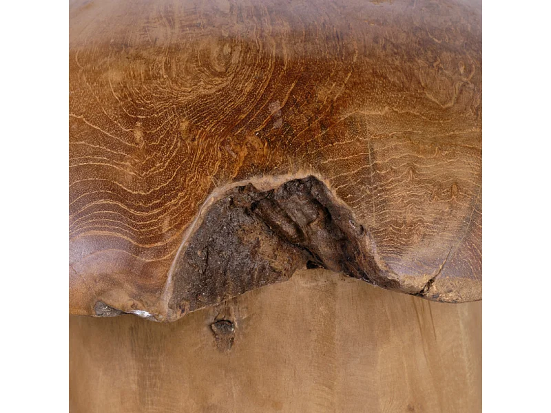 Sculpture artisanale champignon en bois de teck H. 30 cm - PLIZ 2