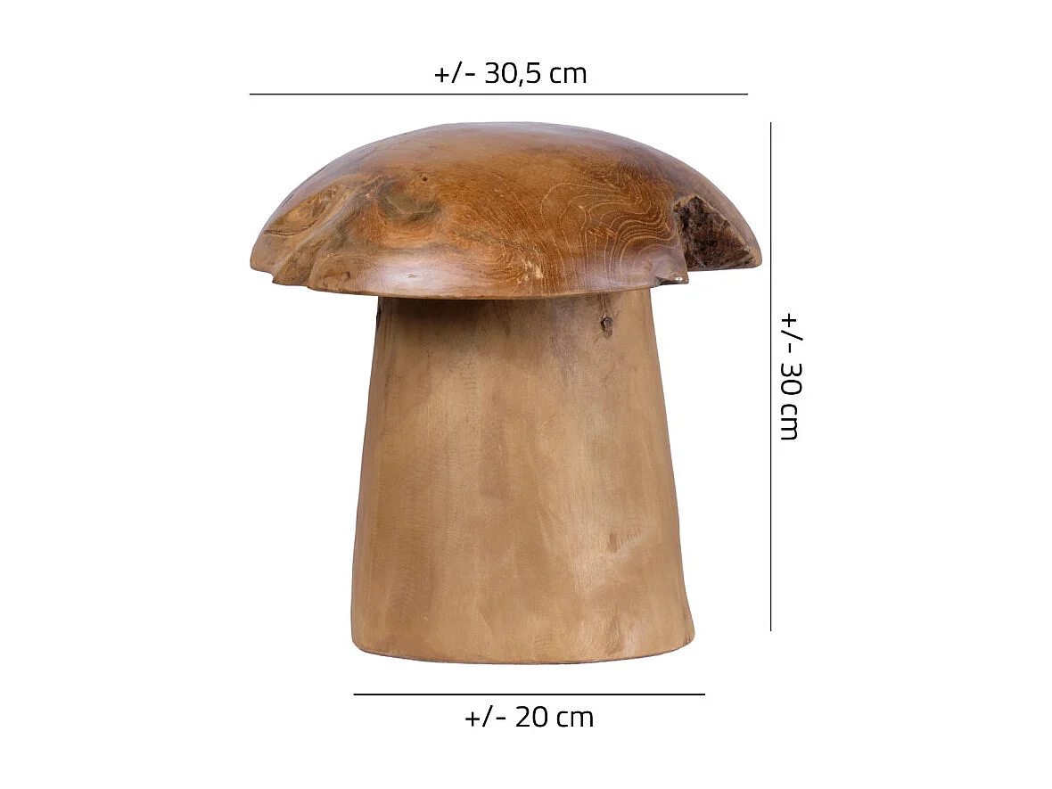 Sculpture artisanale champignon en bois de teck H. 30 cm - PLIZ 2