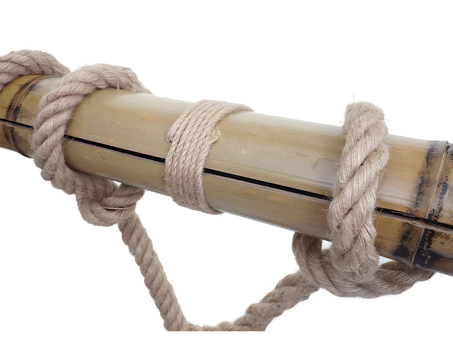 Lampe à suspension corde de bambou design vintage industrielle métal noir abat-jour tube 3x 04_0003599