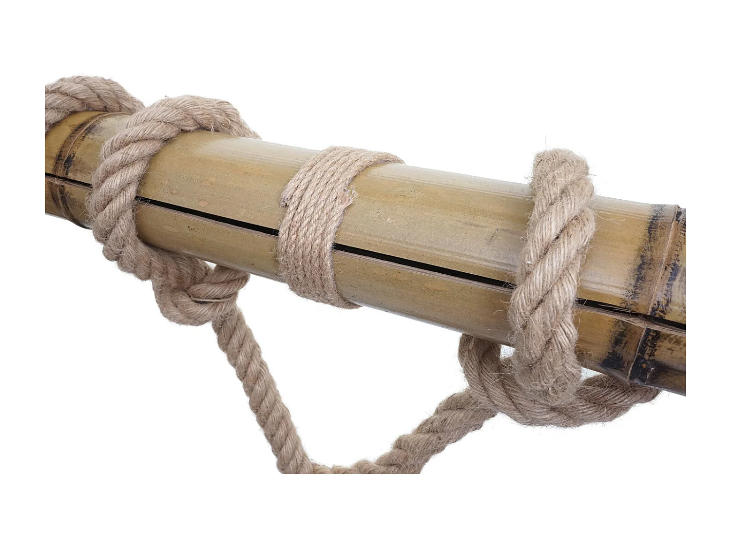 Lampe à suspension corde de bambou design vintage industrielle métal noir abat-jour tube 3x 04_0003599