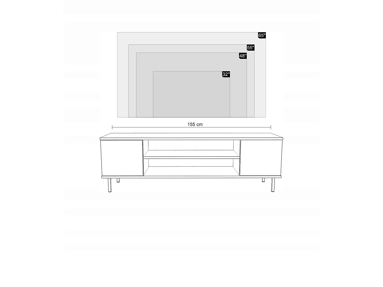KOBI Focus meuble TV cachemire, pieds métal noir