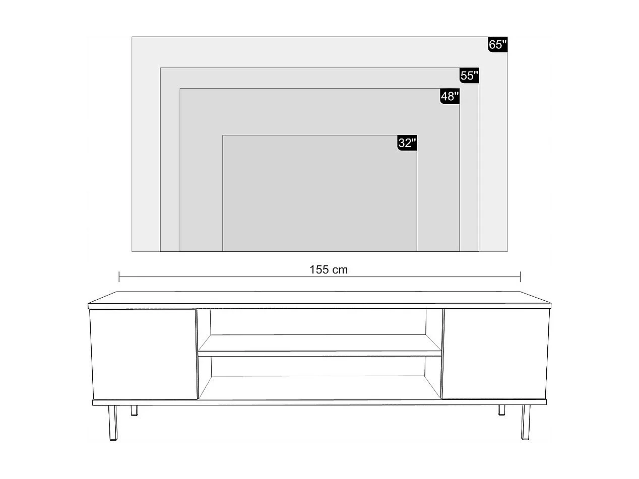 Meuble TV KOBI Focus cachemire, pieds métal doré