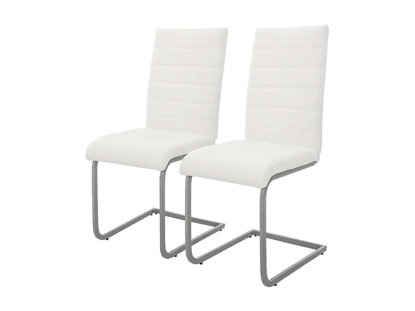 Set Di 2 Sedie Da Pranzo HOMCOM In Tessuto Bianco, Gambe In Acciaio Nero, Dimensioni 55x62x80 Cm, Carico Max 120 Kg