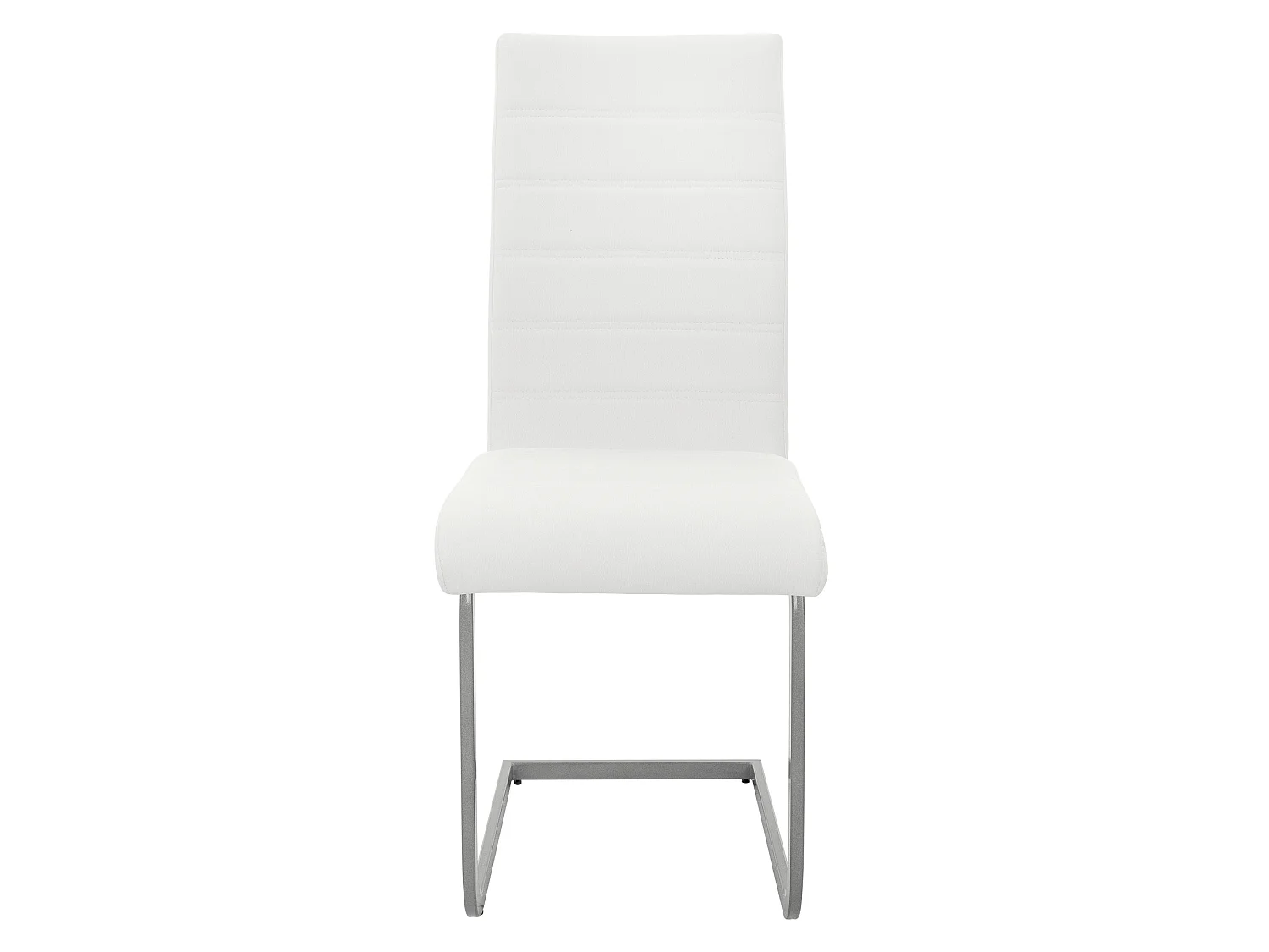 Lot de 2 chaises de salle à manger blanc cantilever à piétement métallique luge argenté assise rembourrée en matériau synthétique patins inclus