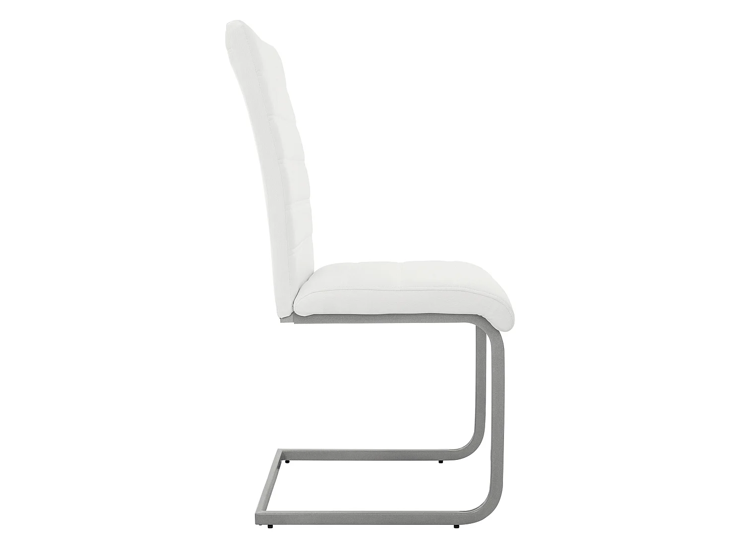 Lot de 2 chaises de salle à manger blanc cantilever à piétement métallique luge argenté assise rembourrée en matériau synthétique patins inclus