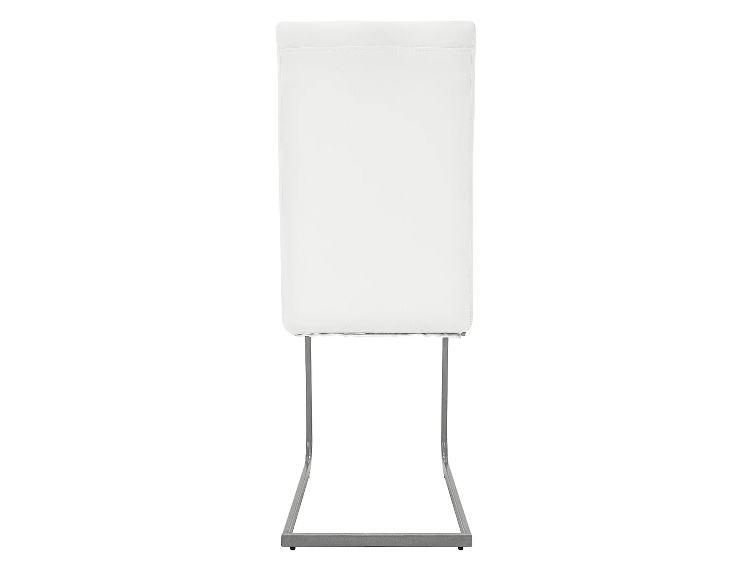 Lot de 2 chaises de salle à manger blanc cantilever à piétement métallique luge argenté assise rembourrée en matériau synthétique patins inclus