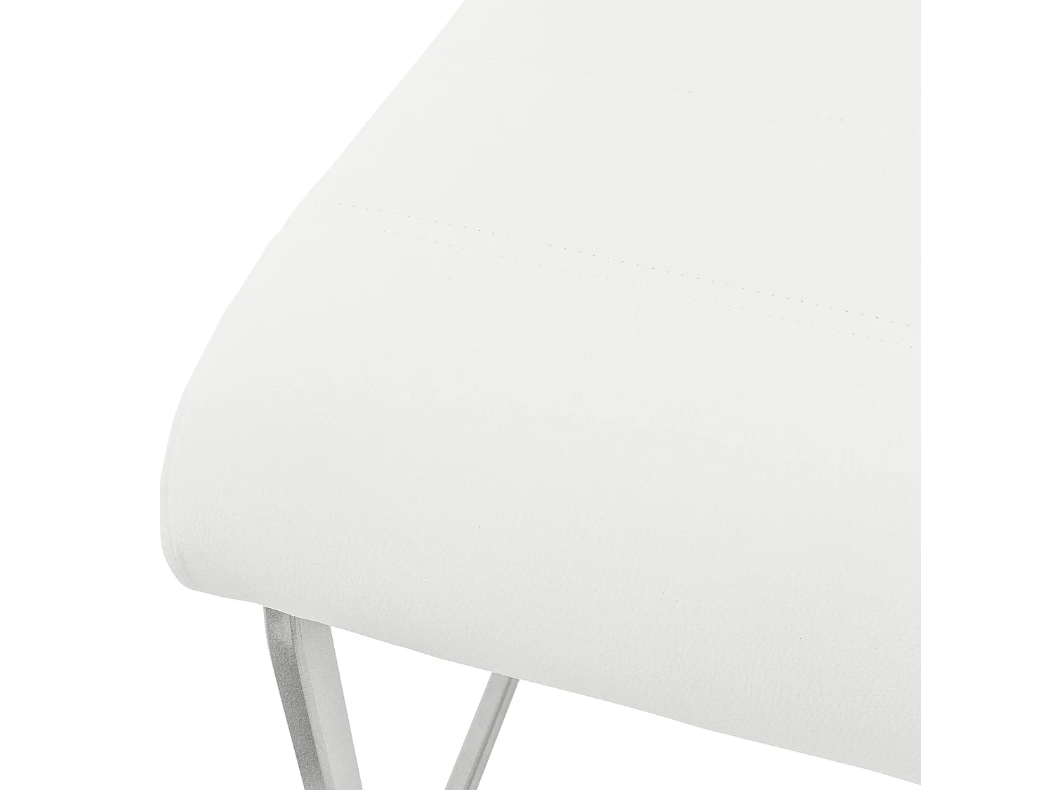 Lot de 2 chaises de salle à manger blanc cantilever à piétement métallique luge argenté assise rembourrée en matériau synthétique patins inclus
