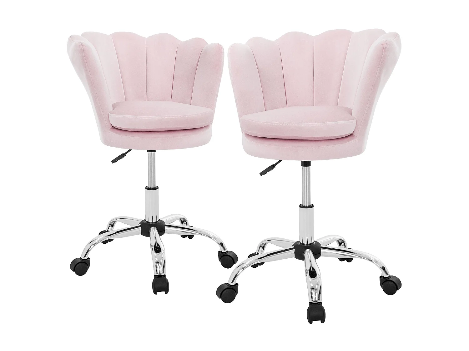 Set 2x sedia da ufficio imbottita in velluto rosa chiaro poltroncina per ragazze