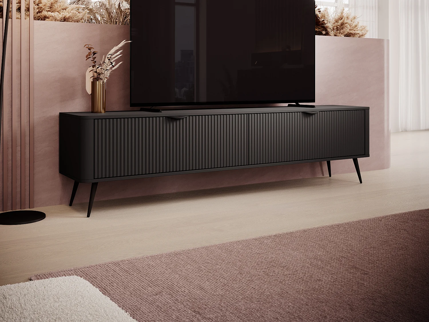 Meuble TV avec 2 portes en MDF - Noir - ELONARIA de Pascal Morabito