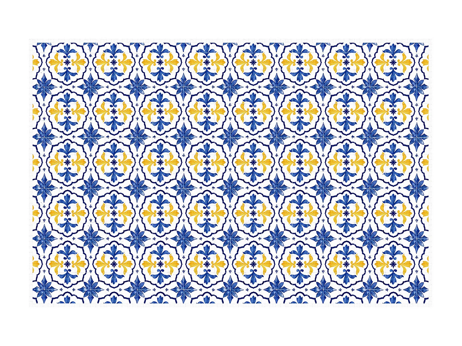 Tapis en vinyle effet carreaux de ciment - 120x180 cm - Bleu et jaune - FLORILI