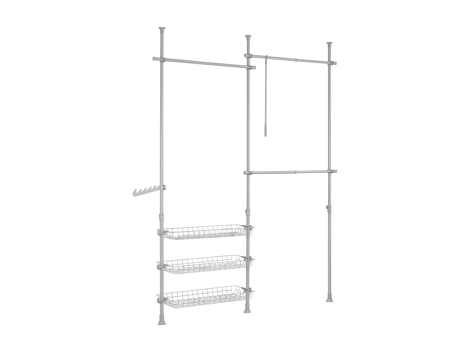 SoBuy Telescopische kledingkast Herkule-systeem, kledingrek breedte (147-195 cm) x hoogte (200-270 cm), FRG34-HG