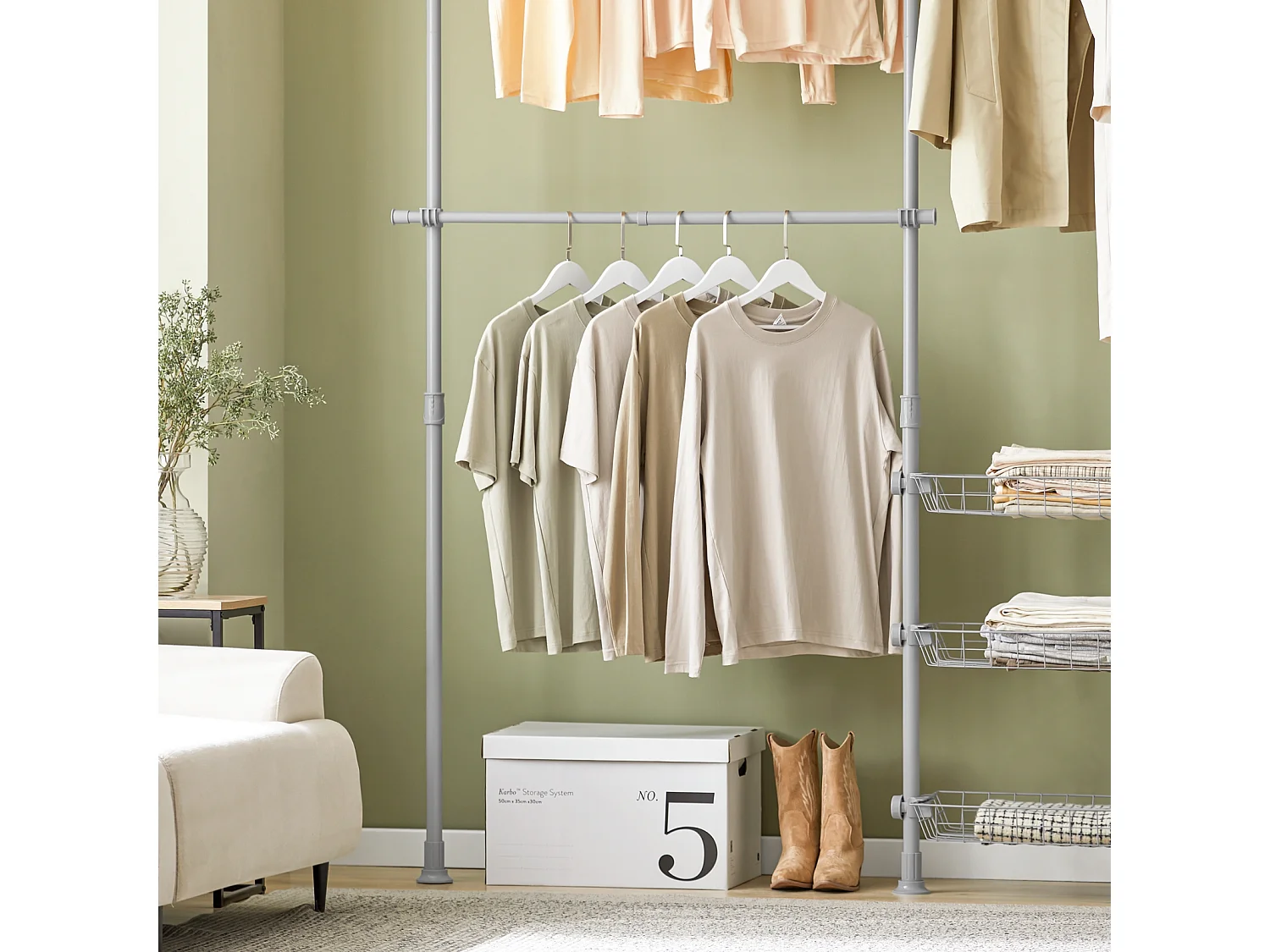 SoBuy Télescopique Garde-Robe Système Herkule, Portant de vêtement largeur (147-198cm) x hauteur (200-285cm), FRG34-HG