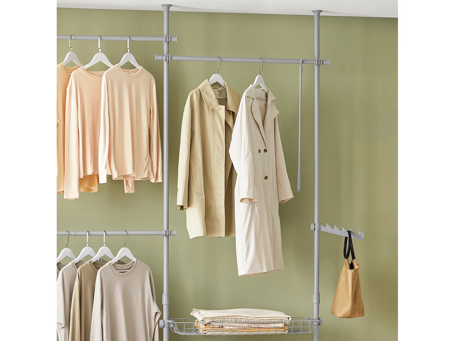 SoBuy Télescopique Garde-Robe Système Herkule, Portant de vêtement largeur (147-198cm) x hauteur (200-285cm), FRG34-HG