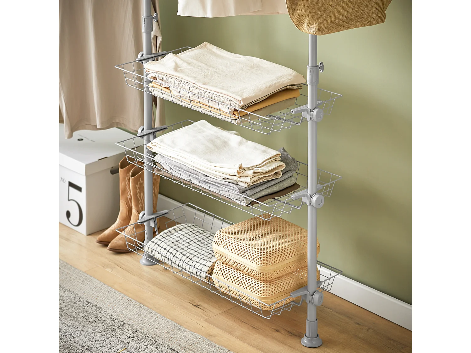 SoBuy Télescopique Garde-Robe Système Herkule, Portant de vêtement largeur (147-198cm) x hauteur (200-285cm), FRG34-HG