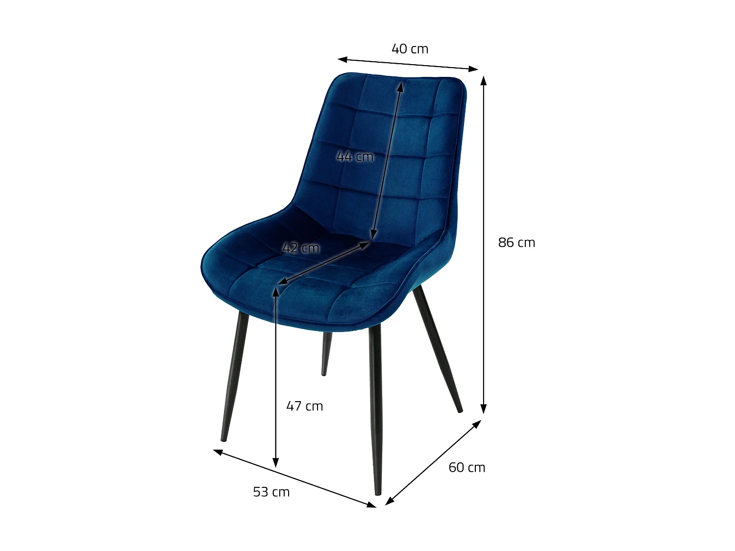 Lot de 8 chaises de salle à manger Chaises de salon Chaises en velours Chaise rembourrée Bleu foncé