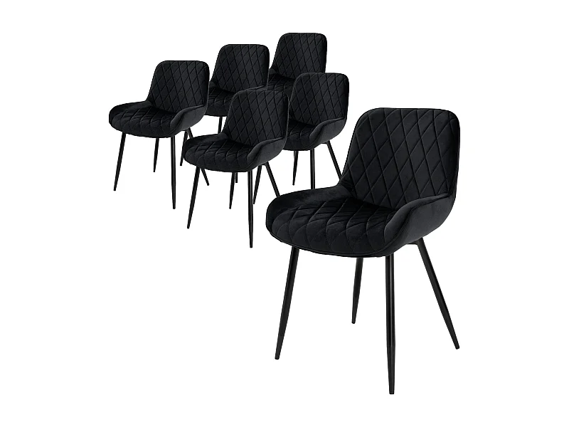 Lot de 6 chaises de salle à manger Chaises de salon Chaise de cuisine Noir velours