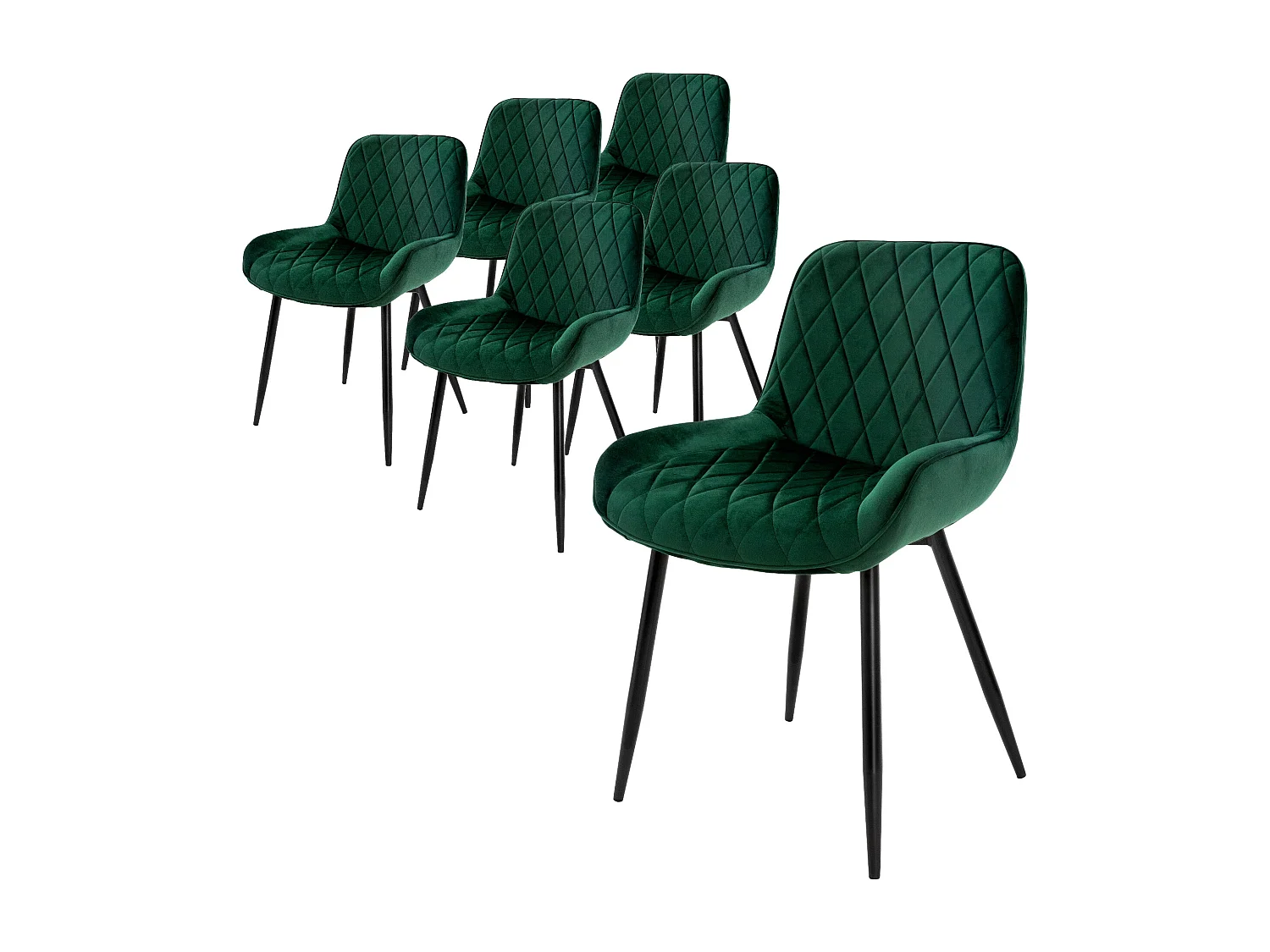 Lot de 6 chaises de salle à manger Chaise de salon Chaise de cuisine Vert foncé velours