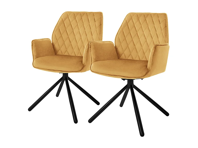 Lot de 2 chaises pivotantes Chaise de salle à manger Fauteuil pivotant 180° Velours Chaise de salon