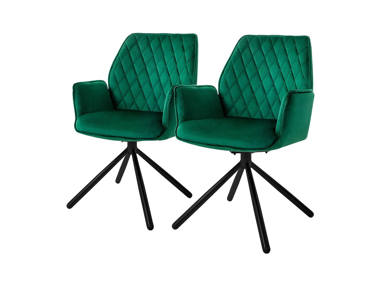Lot de 2 chaises pivotantes Chaise de salle à manger Fauteuil pivotant 180° Velours Chaise de salon