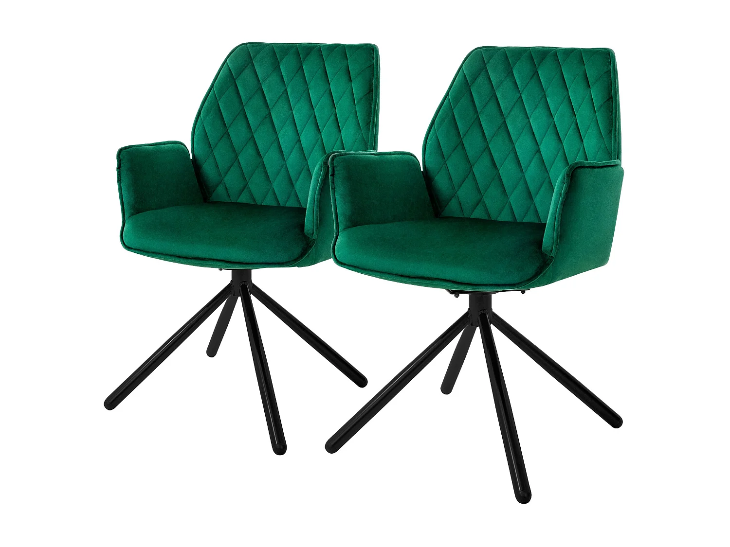 Lot de 2 chaises pivotantes Chaise de salle à manger Fauteuil pivotant 180° Velours Chaise de salon