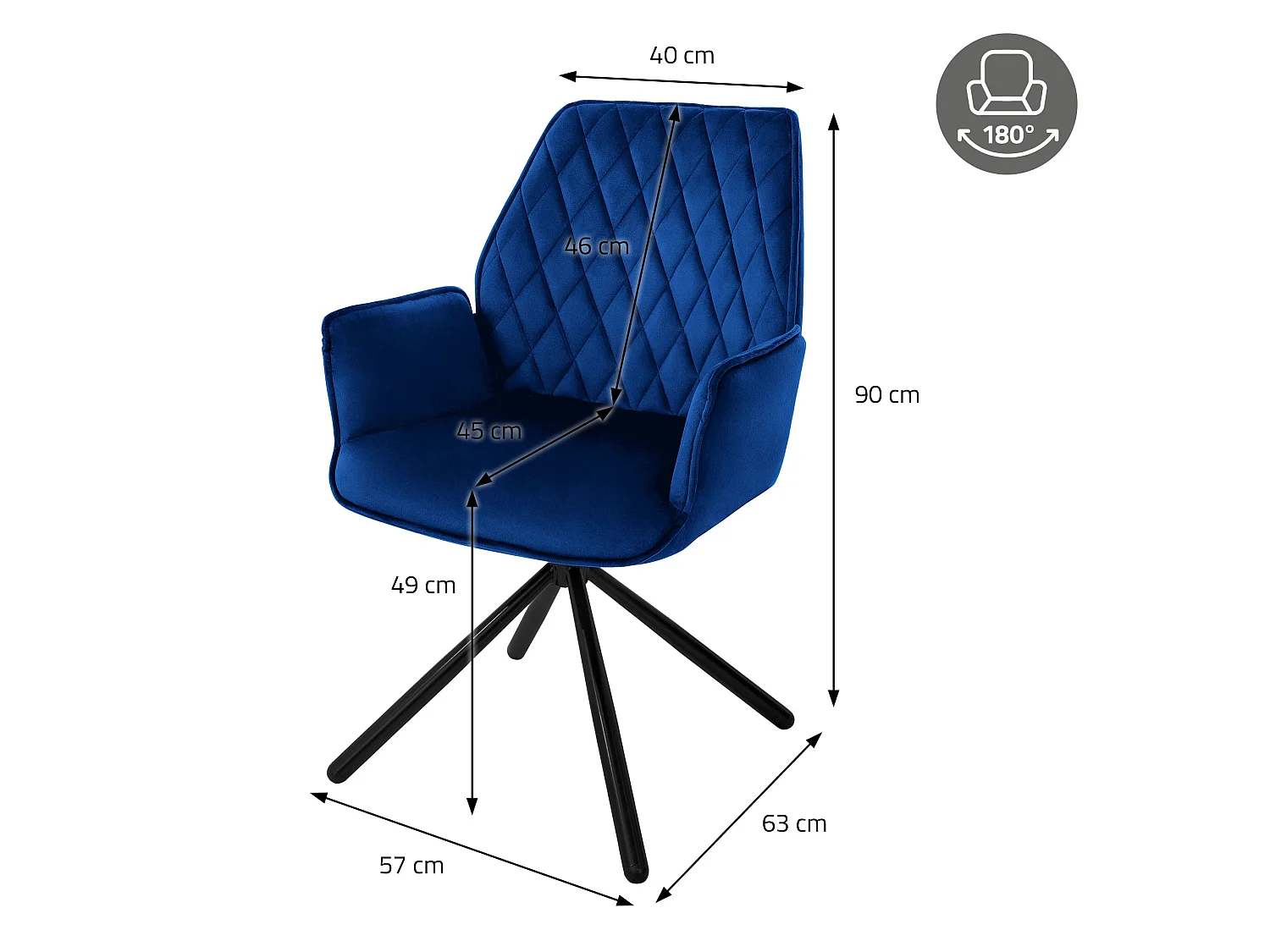 Set di 2 sedie girevoli sedia da pranzo poltrona sedia da pranzo 180° girevole sedia da salotto in velluto