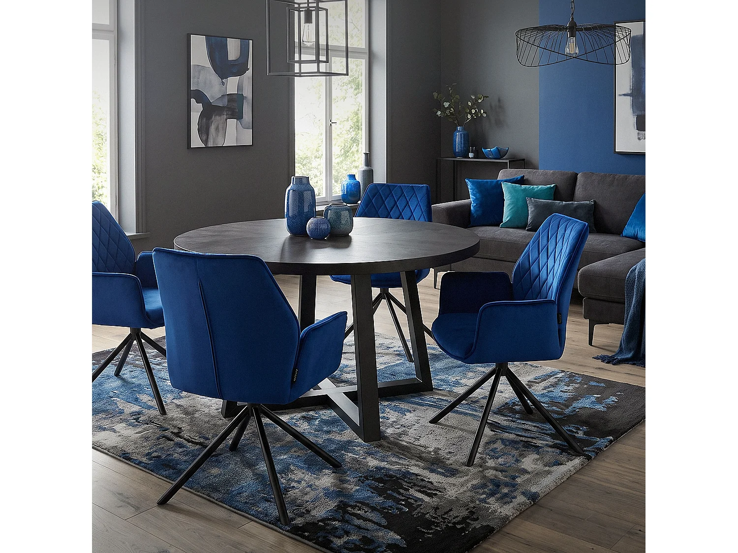 Set di 2 sedie girevoli sedia da pranzo poltrona sedia da pranzo 180° girevole sedia da salotto in velluto