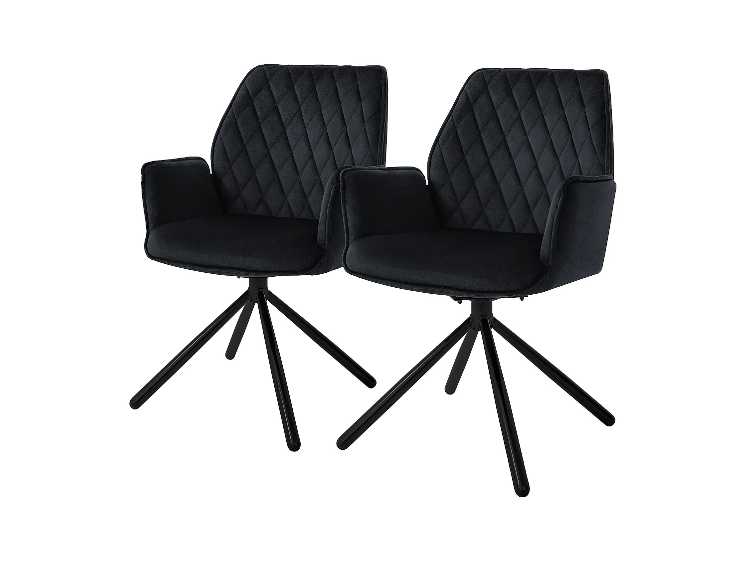 Lot de 2 chaises pivotantes Chaise de salle à manger Fauteuil pivotant 180° Velours Chaise de salon
