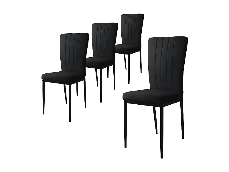 Lote de 4 sillas de comedor silla de cocina silla tapizada silla de salón terciopelo negro