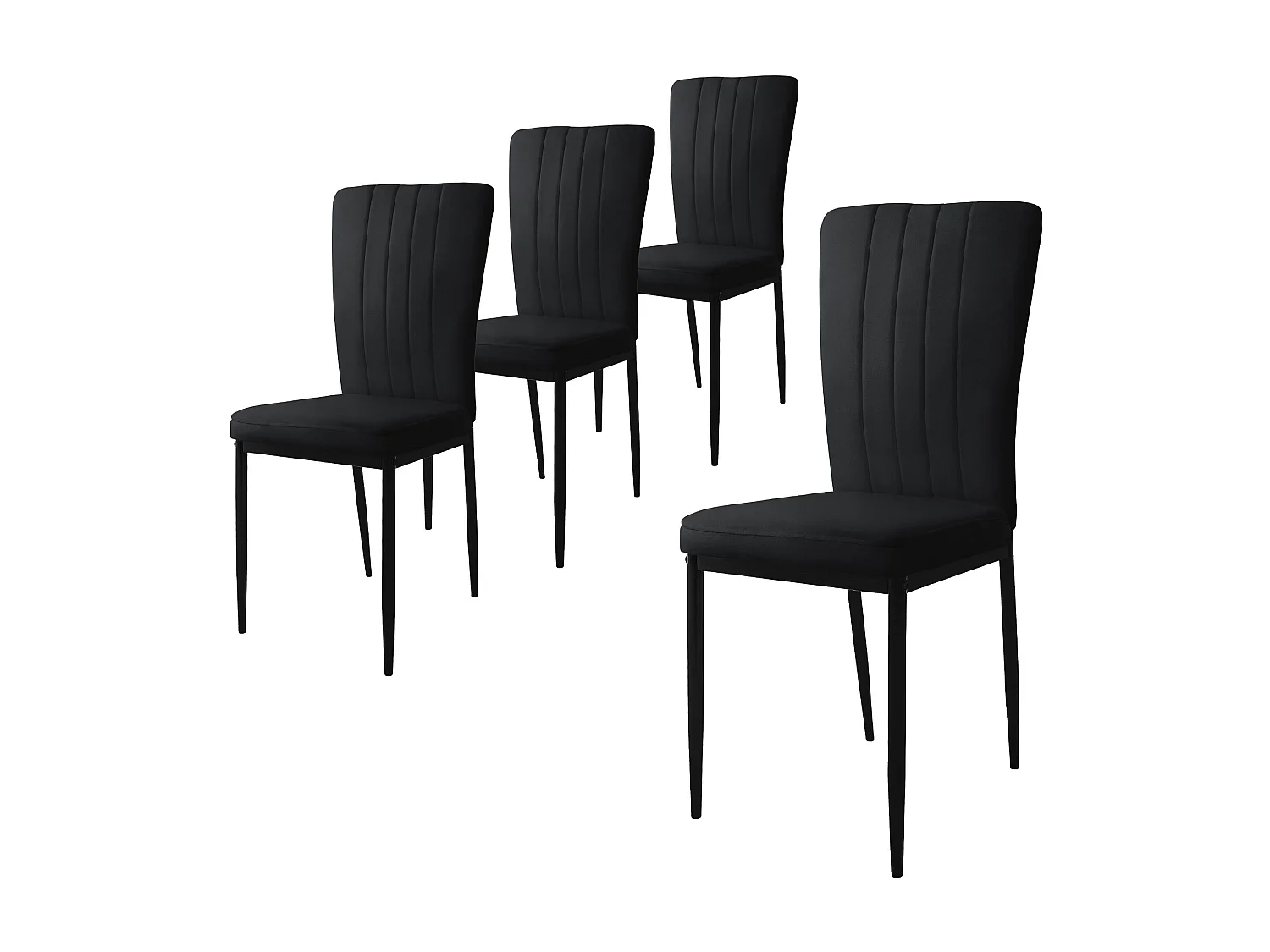 Lote de 4 sillas de comedor silla de cocina silla tapizada silla de salón terciopelo negro