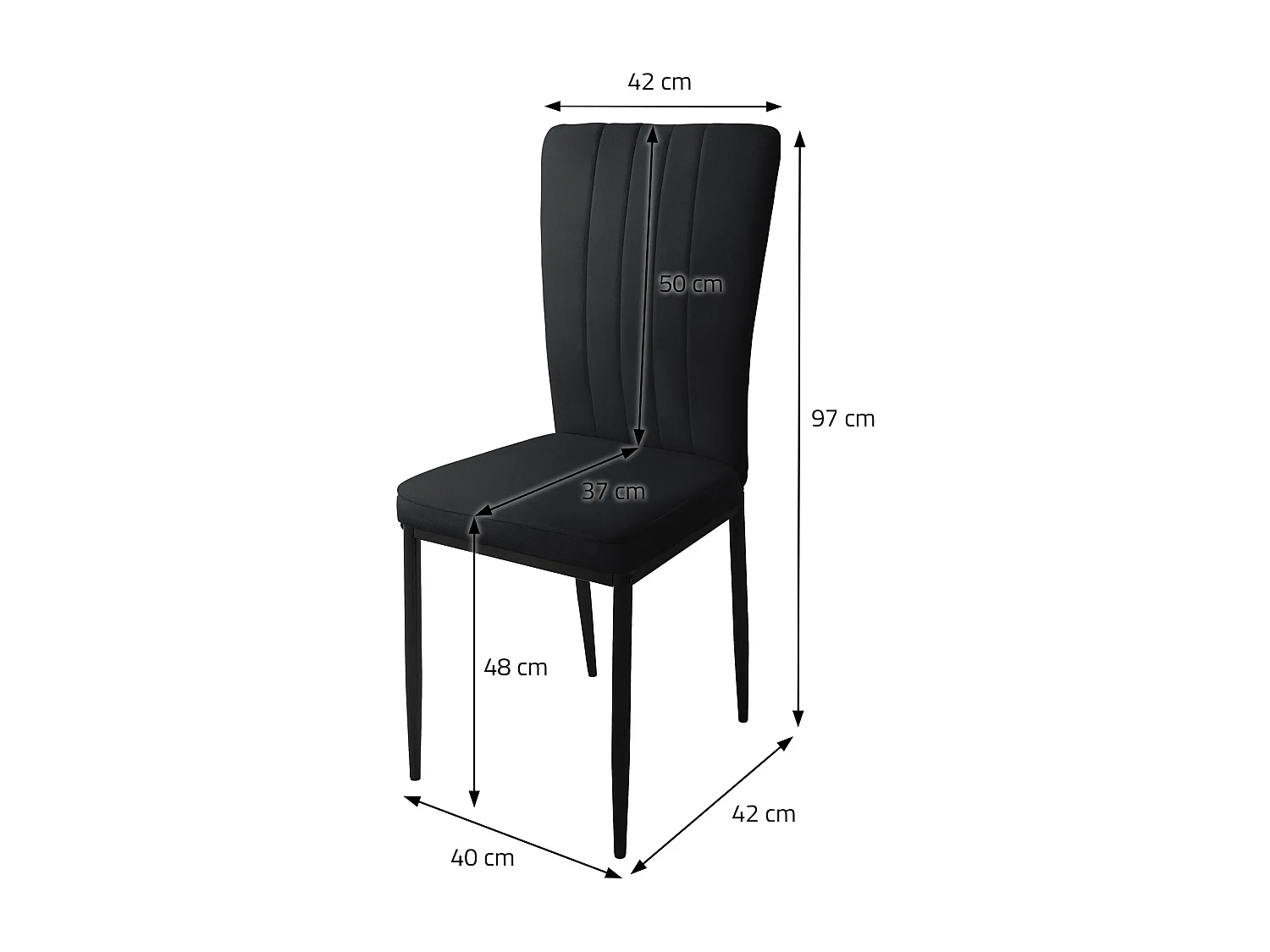 Lote de 4 sillas de comedor silla de cocina silla tapizada silla de salón terciopelo negro