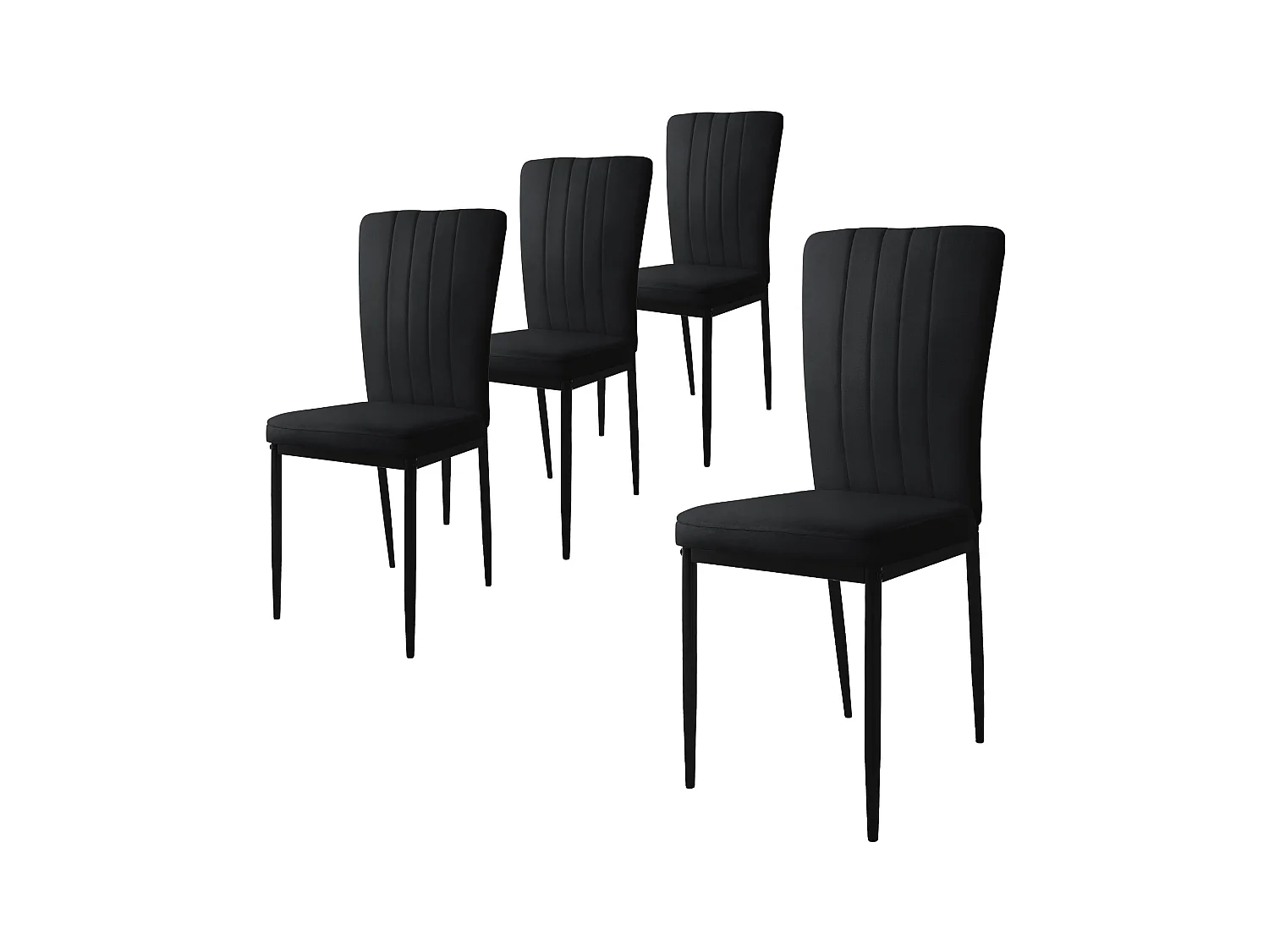 Lot de 4 chaises de salle à manger Chaise de cuisine Chaise rembourrée Chaise de salon Noir velours