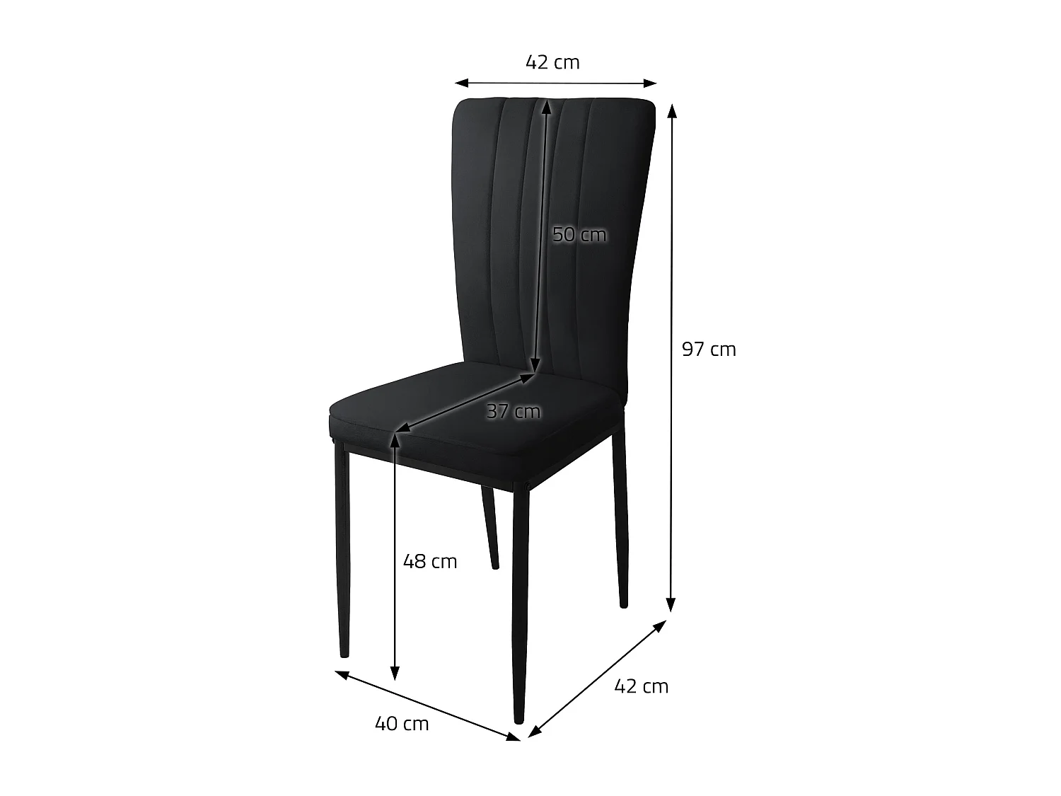 Set di 4 sedie da pranzo sedia da cucina sedia imbottita sedia da soggiorno velluto nero