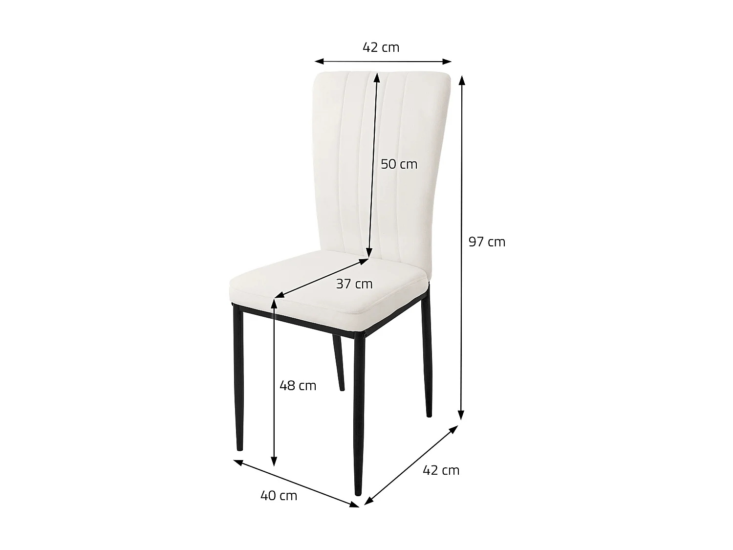 Lote de 4 sillas de comedor Silla de cocina Silla de salón tapizada Terciopelo blanco