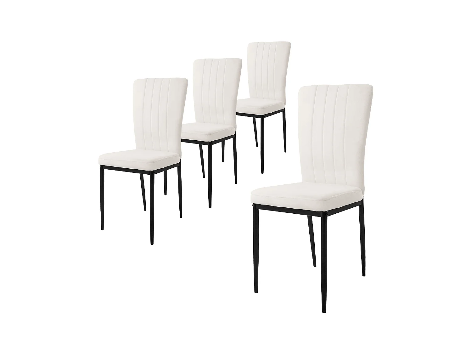 Set de 4 chaises de salle à manger Chaise de cuisine Chaise rembourrée Chaise de salon Blanc velours