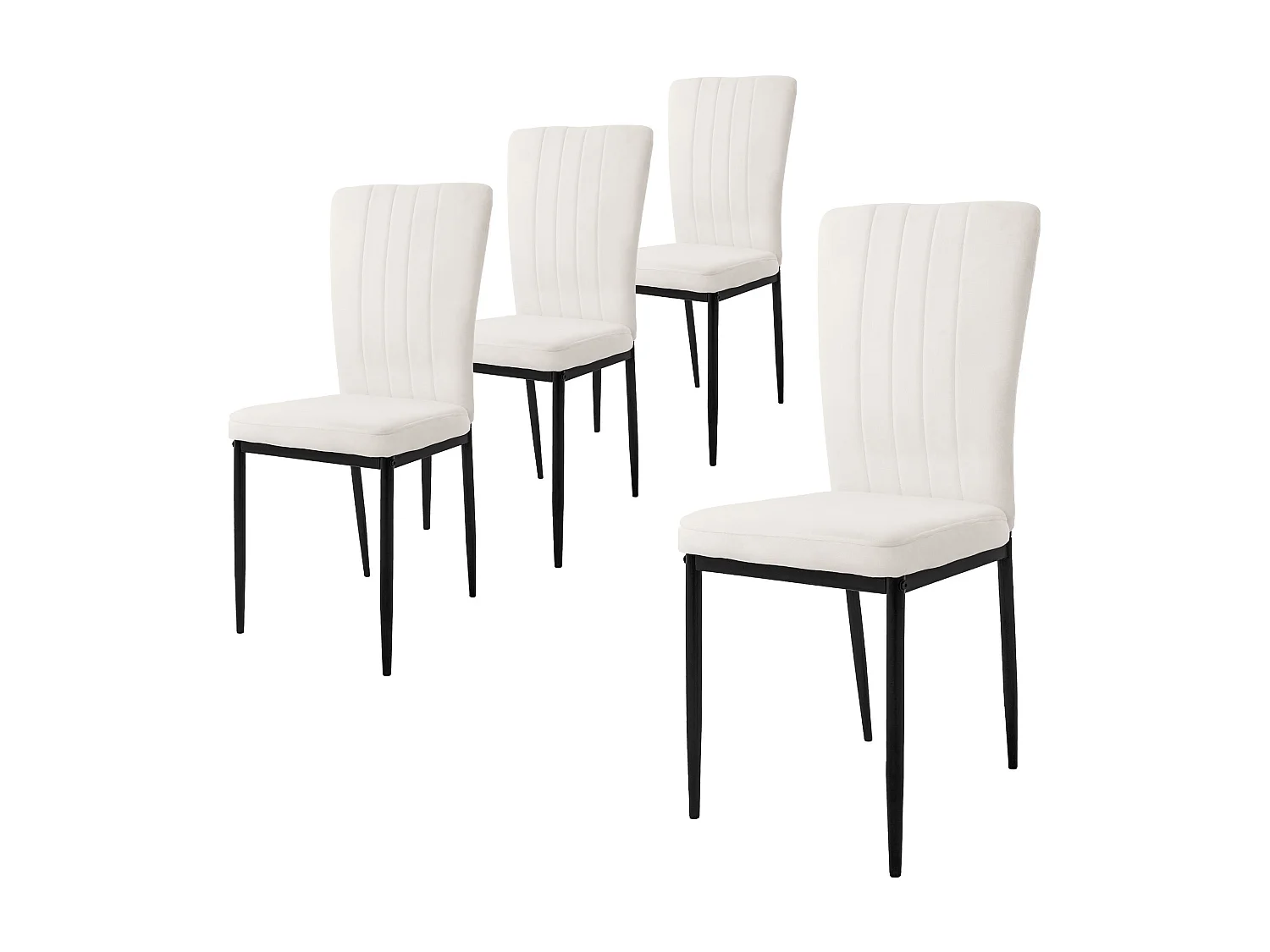 Set de 4 chaises de salle à manger Chaise de cuisine Chaise rembourrée Chaise de salon Blanc velours