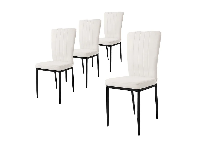 Set de 4 chaises de salle à manger Chaise de cuisine Chaise rembourrée Chaise de salon Blanc velours