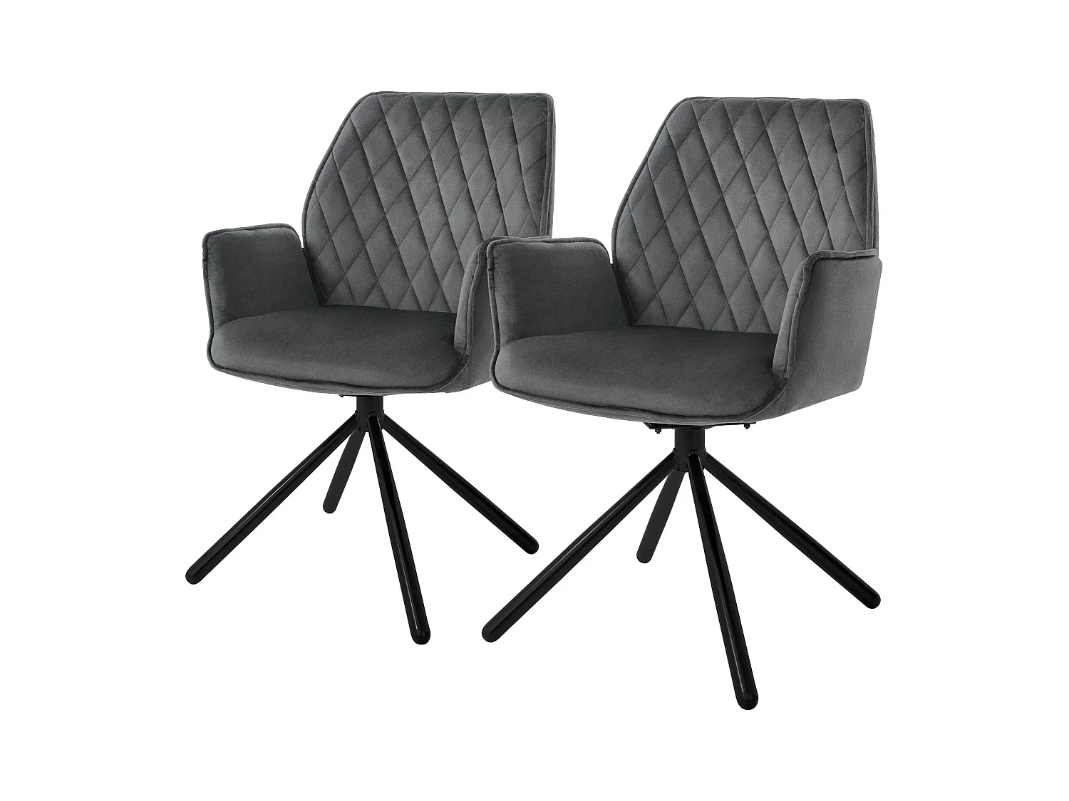 Lot de 2 chaises pivotantes de salle à manger avec accoudoirs 180° pivotant en velours Chaise de salon