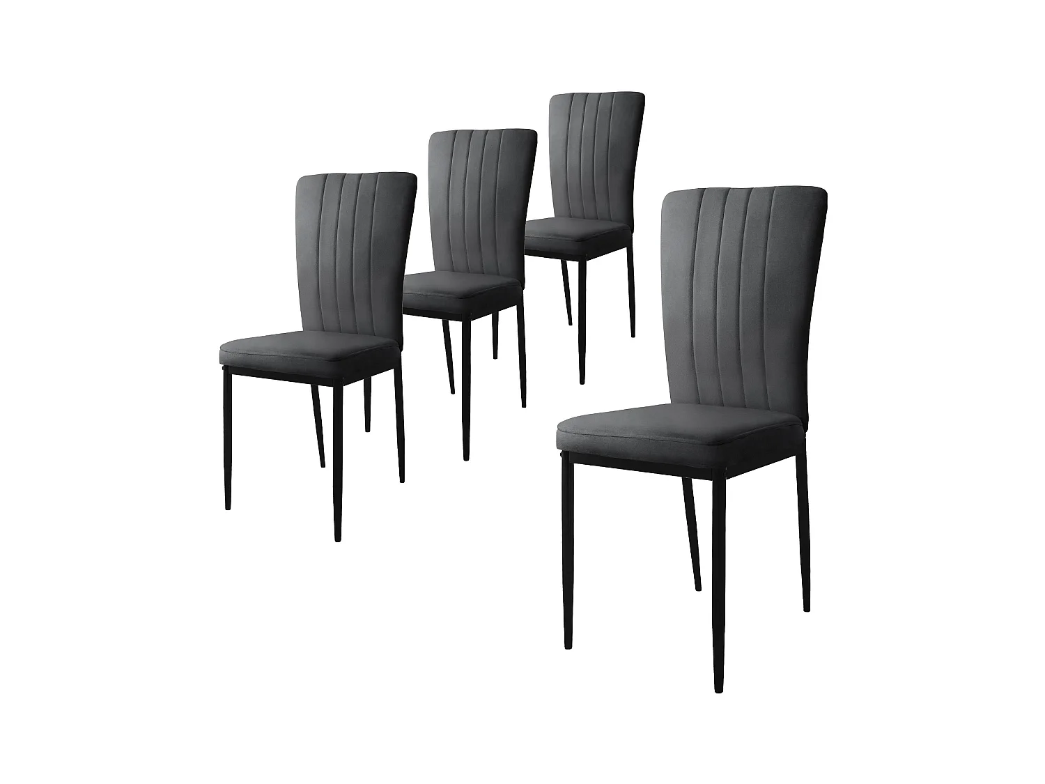 Set de 4 chaises de salle à manger Chaise de cuisine Chaise rembourrée Chaise de salon Gris velours