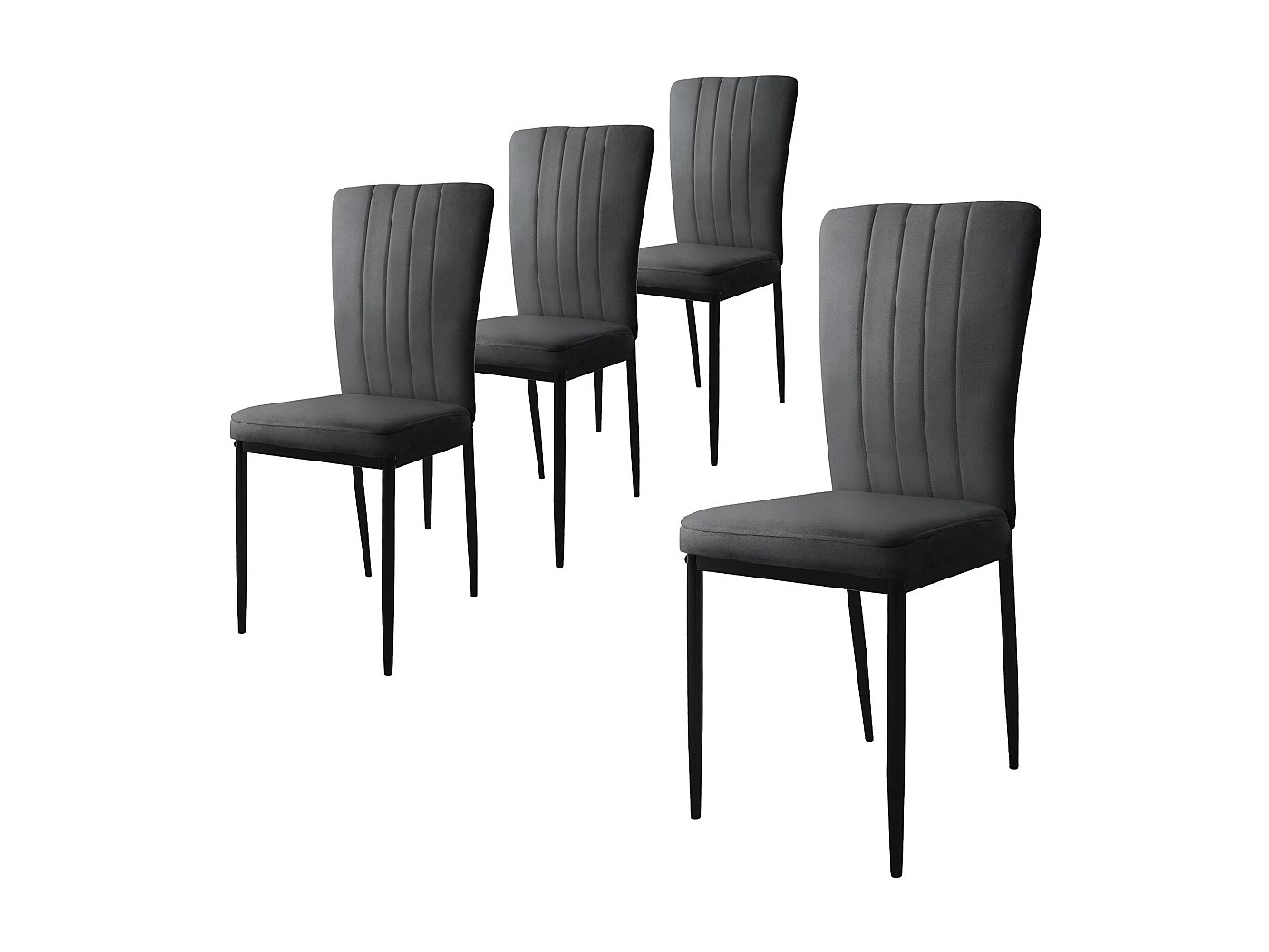 Set di 4 sedie da pranzo, sedia imbottita con finiture a borchie, gambe