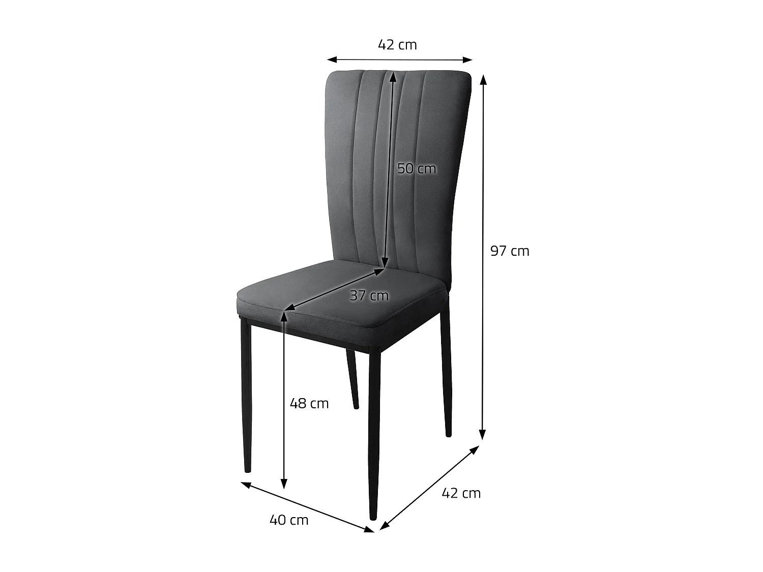 Set di 4 sedie sedia da pranzo sedia da cucina sedia imbottita sedia da soggiorno velluto grigio