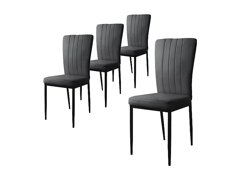Set de 4 chaises de salle à manger Chaise de cuisine Chaise rembourrée Chaise de salon Gris velours