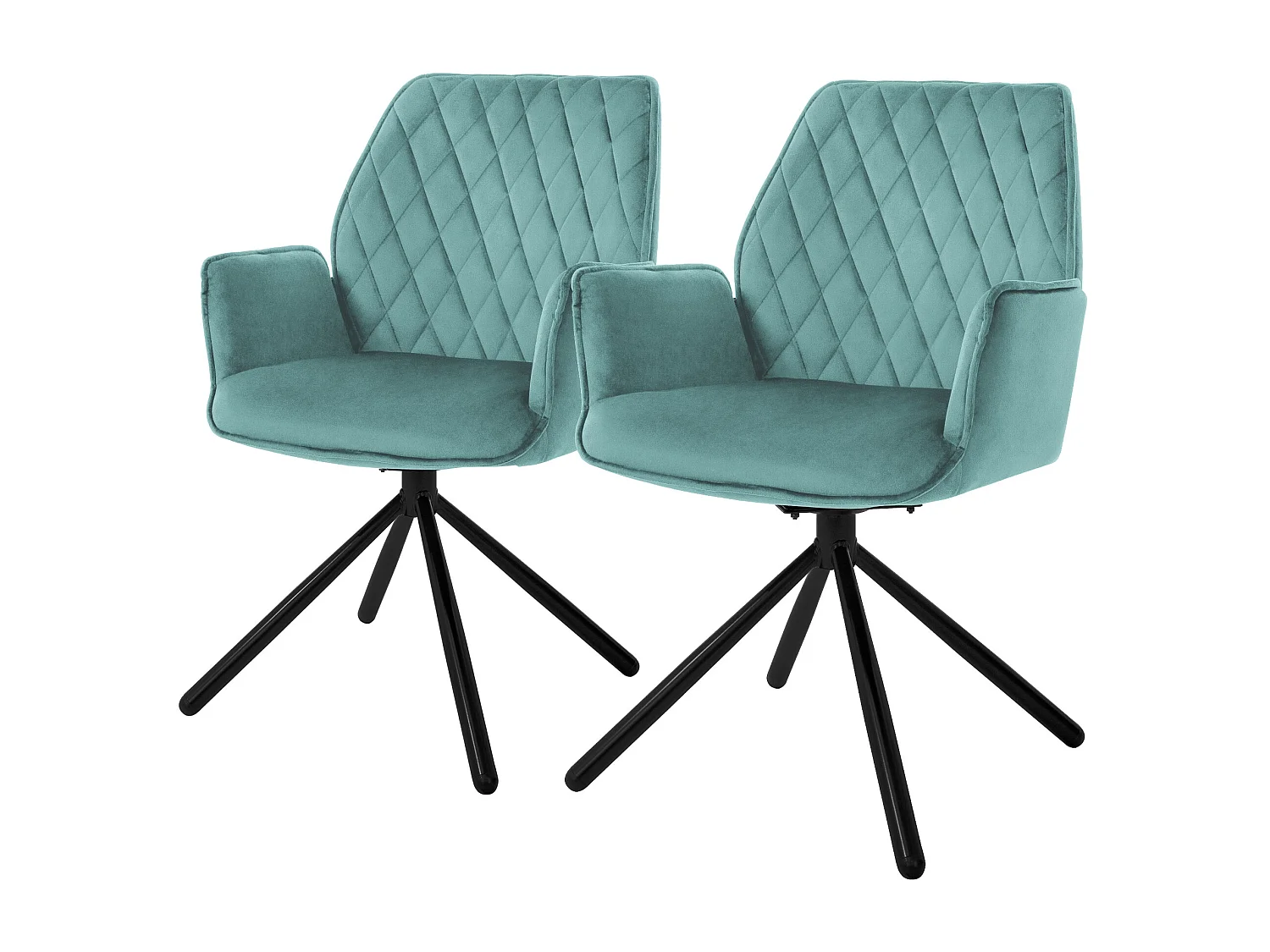Lot de 2 chaises pivotantes Chaise de salle à manger Fauteuil pivotant 180° Velours Chaise de salon
