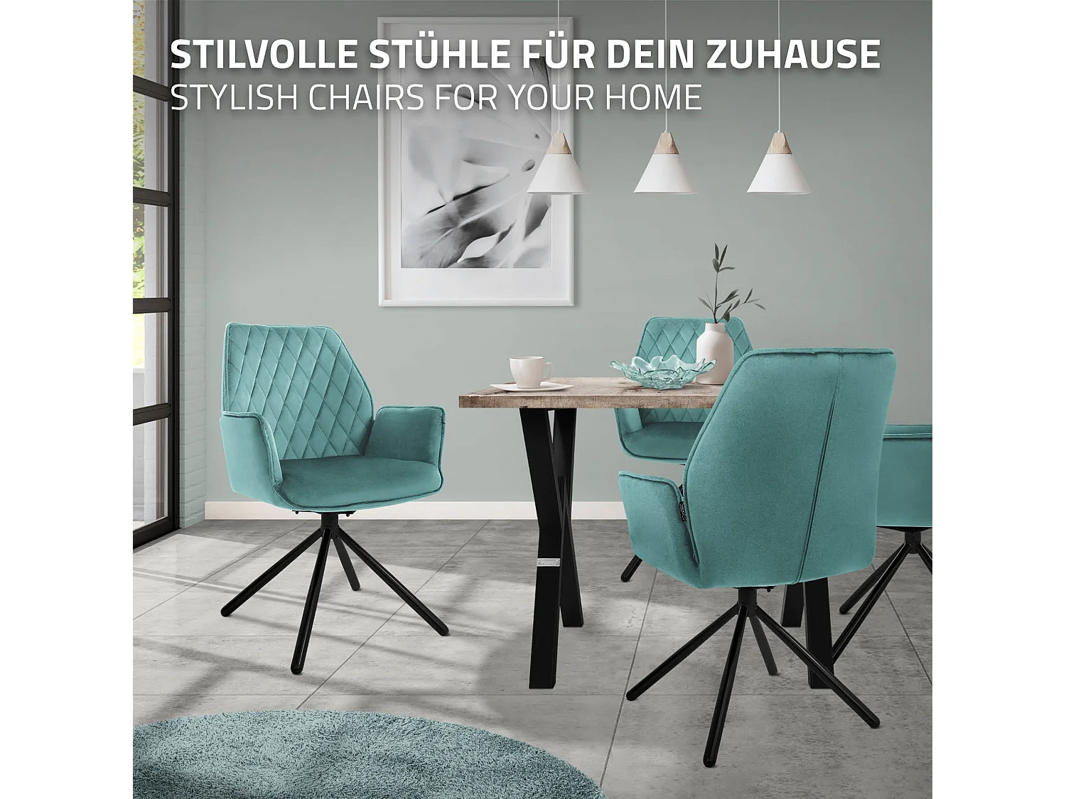 ML-Design 2x Sillas de comedor color salvia tapizado aspecto terciopelo con patas metal, respaldo y apoyabrazos sillón moderno para hogar oficina