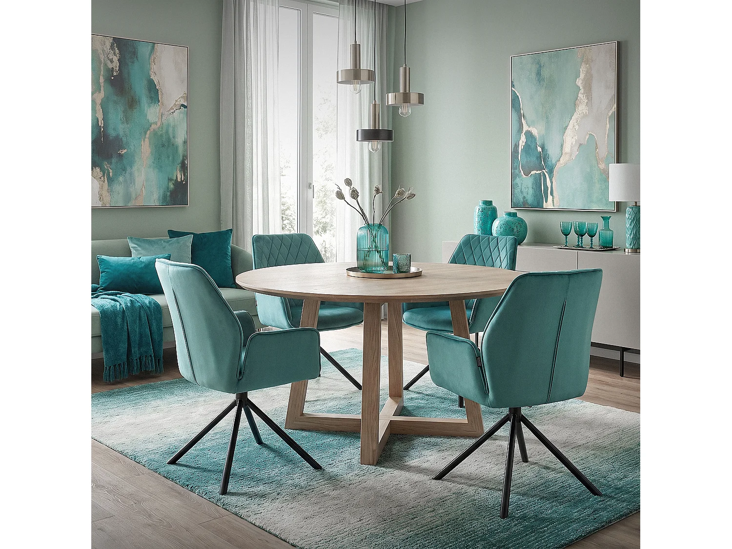 ML-Design 2x Sillas de comedor color salvia tapizado aspecto terciopelo con patas metal, respaldo y apoyabrazos sillón moderno para hogar oficina
