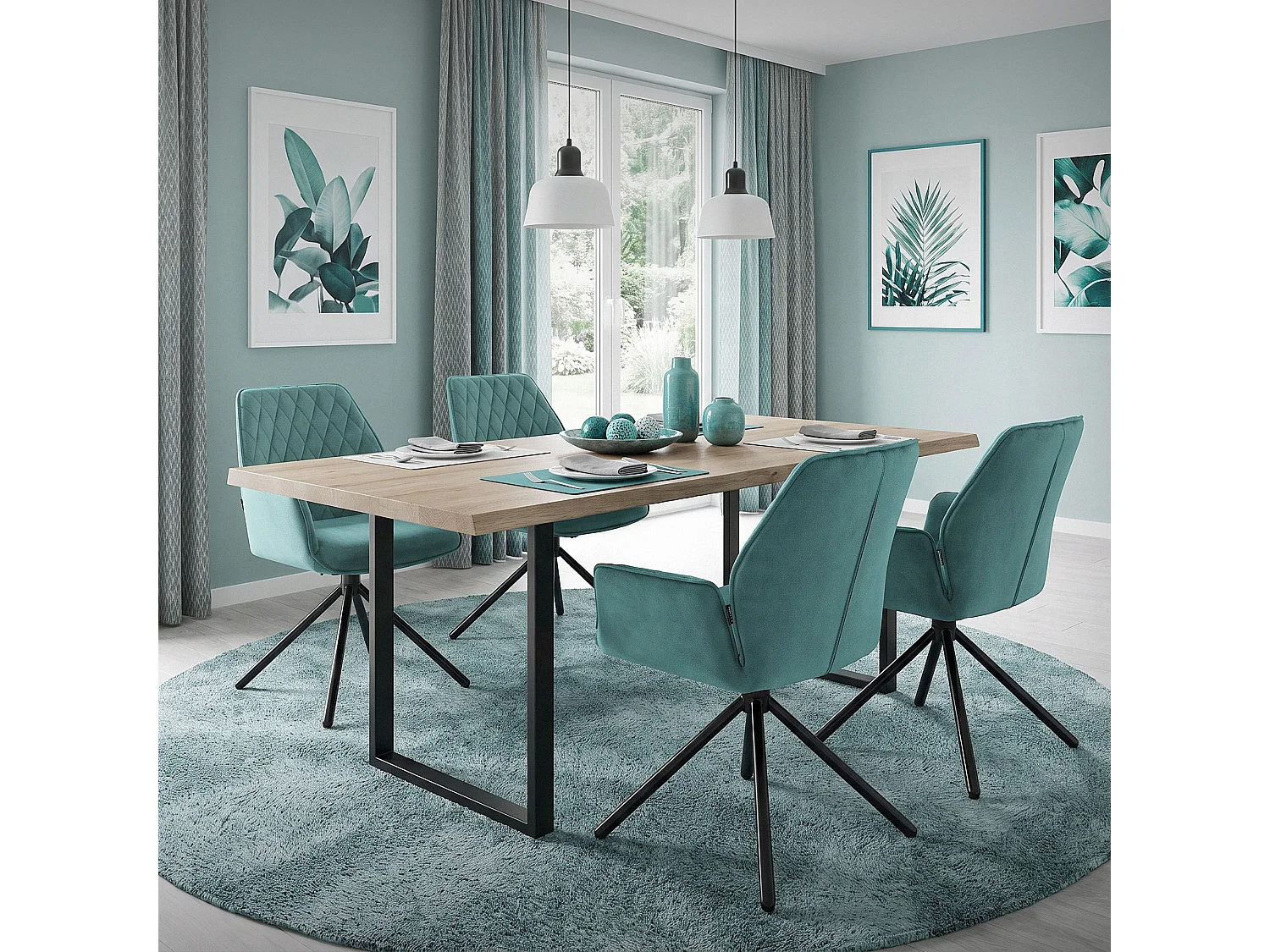 ML-Design 2x Sillas de comedor color salvia tapizado aspecto terciopelo con patas metal, respaldo y apoyabrazos sillón moderno para hogar oficina