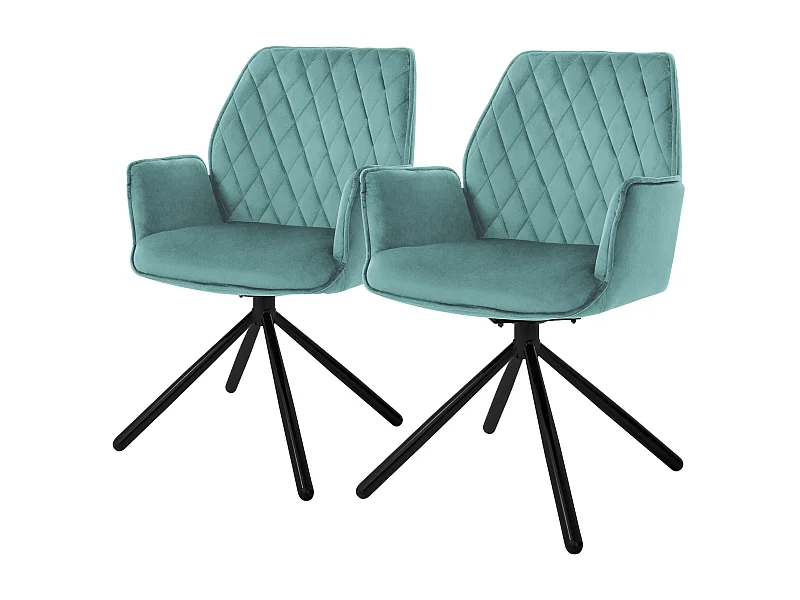 Lot de 2 chaises pivotantes Chaise de salle à manger Fauteuil pivotant 180° Velours Chaise de salon