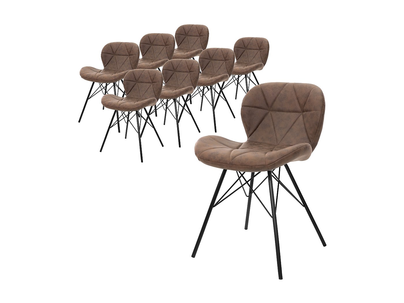 Lot de 8 chaises de salle à manger Marron Chaises de salon Chaises de